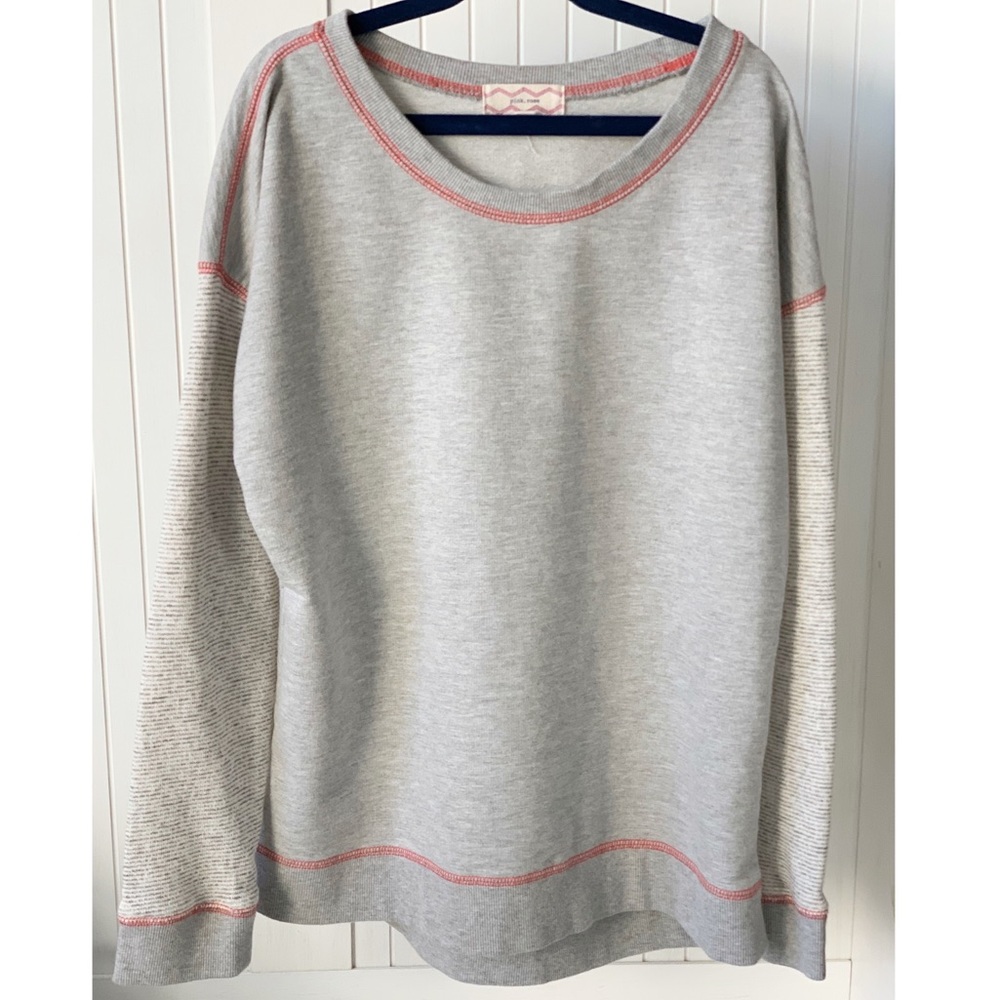 Pink Rose Gray Pullover Size Large